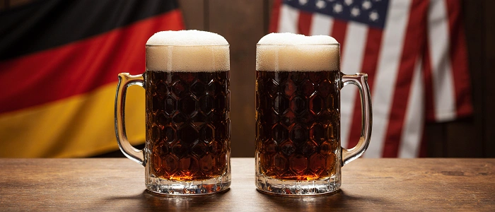Německý a americký bock ve sklenicích, srovnání pivních stylů