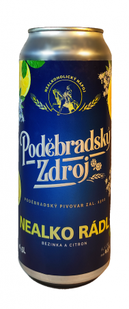 Poděbradský pivovar Zdroj - Rádler Bezinka-citron 0,5l (Nealkopivo)