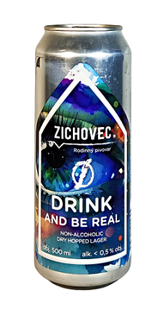 Rodinný pivovar Zichovec - Drink and Be Real Ø 0,5l (Nealko dry hopped lager)