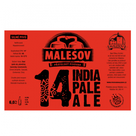 Pivovar Malešov - IPA 14° 0,7l (India Pale Ale)