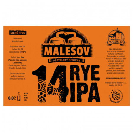 Pivovar Malešov - Rye IPA 14° 0,7l (India Pale Ale)