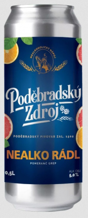 Poděbradský pivovar Zdroj - Rádler Pomeranč-grep 0,5l (Nealkopivo)